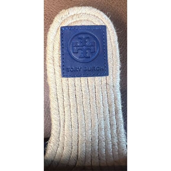 Tory Burch Benton Open Toe Espadrille Slide in Midnight Blue  Suede NWOB Size 5 - Picture 8 of 8